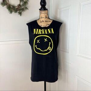 Nirvana Black and Yellow Smiley Face Graphic T-Shirt